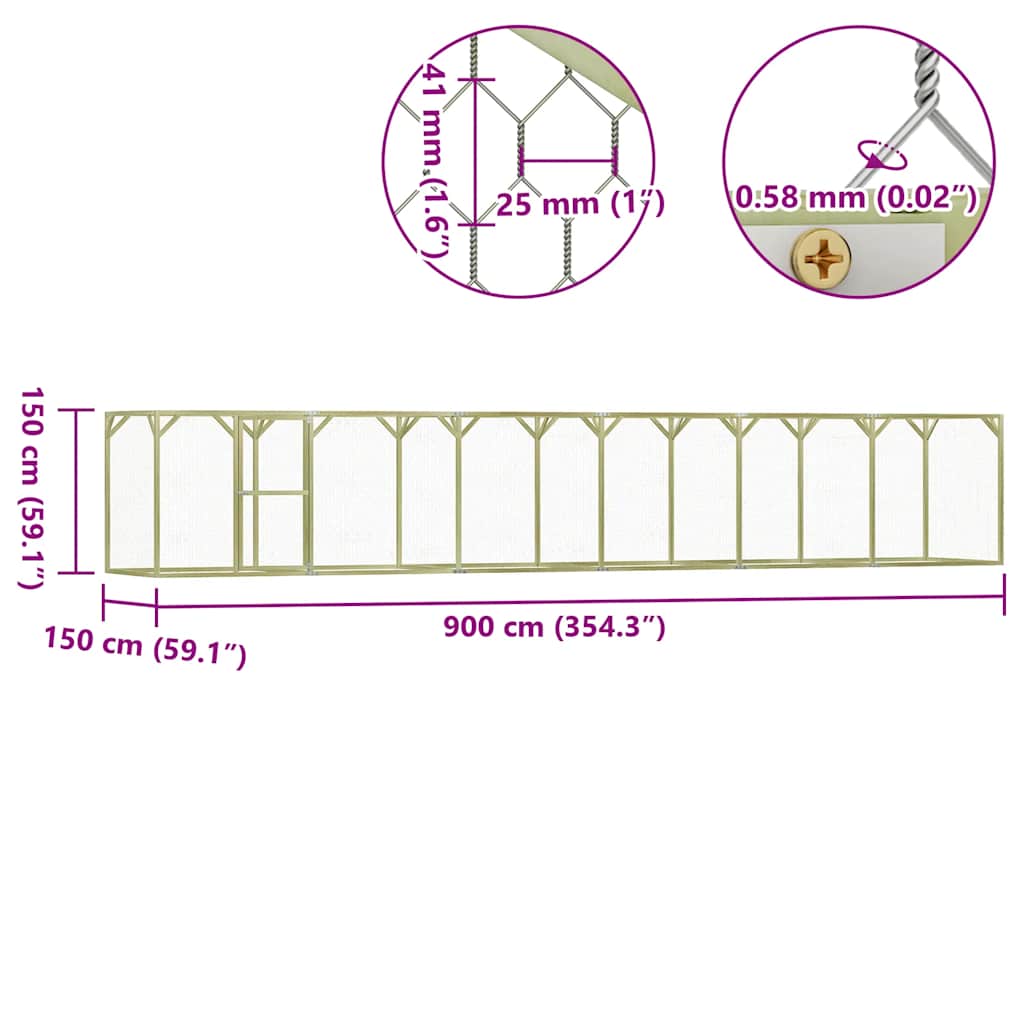 Pollaio 9x1,5x1,5 m in Acciaio